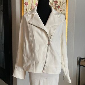 Reiss Cream Motorcycle Inspired Jacket Size 10 US/14 UK NWT